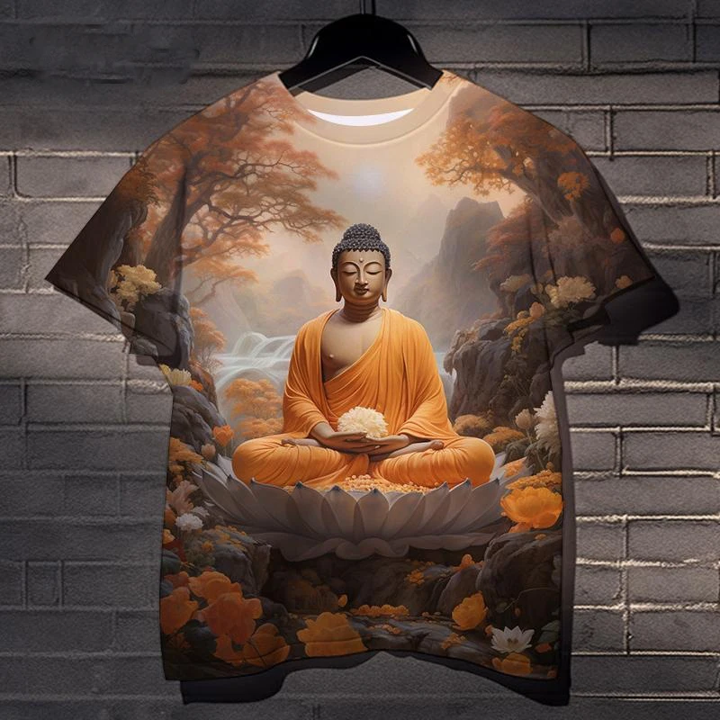 New Sakyamuni 3D Print T-Shirts O-Neck Men Women Buddha Religious Belief Short Sleeve Oversized Harajuku Tees Tops Kid Clothing