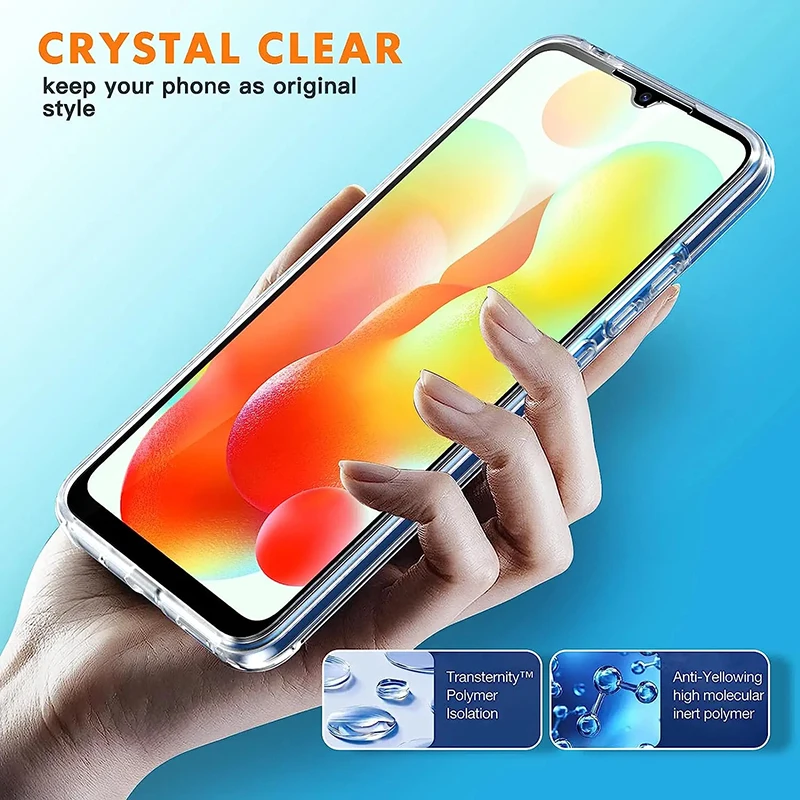 360 Full Cover Silicone Case For Xiaomi Redmi 12C Redmi 13C 10C 9A 9C 9 8 8A Redmi Note 8 9 10 11 12 Clear Hybrid PC Hard Coque