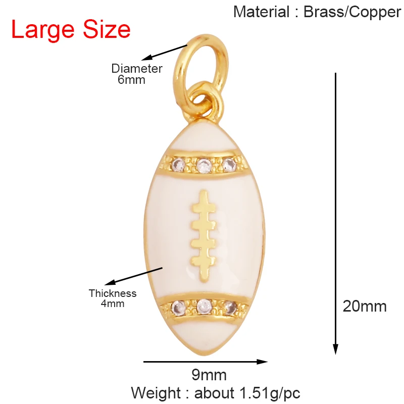 Trendiges Sportshirt, Baseball, Fußball, Rugby, Tennisschläger, Charm-Anhänger, 18 Karat vergoldet, DIY-Halskette, Schmuckzubehör, K94 – Detail 10