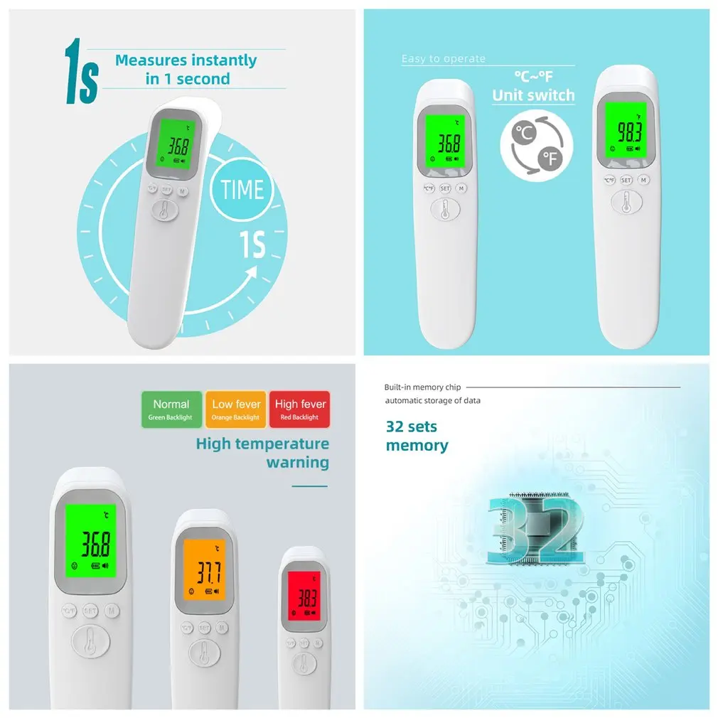 FX-806 Infrared Thermometer Digital Non Contact Forhead Gun Laser Handheld Ir Temp Pyrometer Non-contact Backlight Measurement
