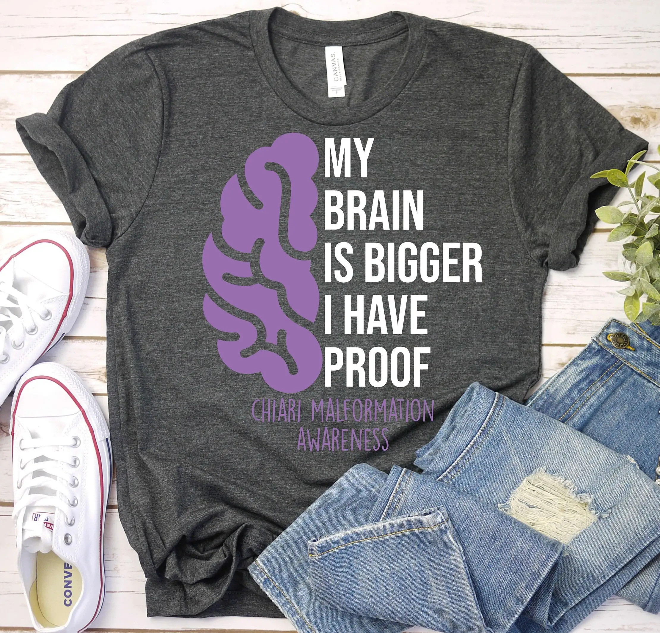 My Brain Is Bigger I Have Proof Chiari Malformation T Shirt Purple Ribbon Awareness Acm