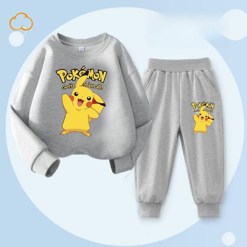 

Kids Christmas Pokémon Pikachu Cute Cartoon Digital Print Unisex Long-Sleeve Pants Set 100-160cm Girl Outfit Set Clothes