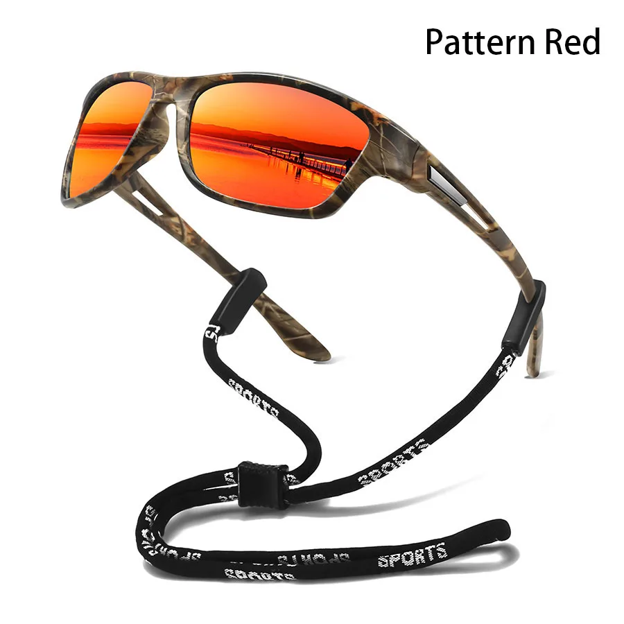 Tarnmuster-Mode-Sonnenbrille für Autofahren, Angeln, Radfahren, Sport, Herren und Damen, Laufen, Bergsteigen, Sport-Sonnenbrille mit Kette – Detail 9