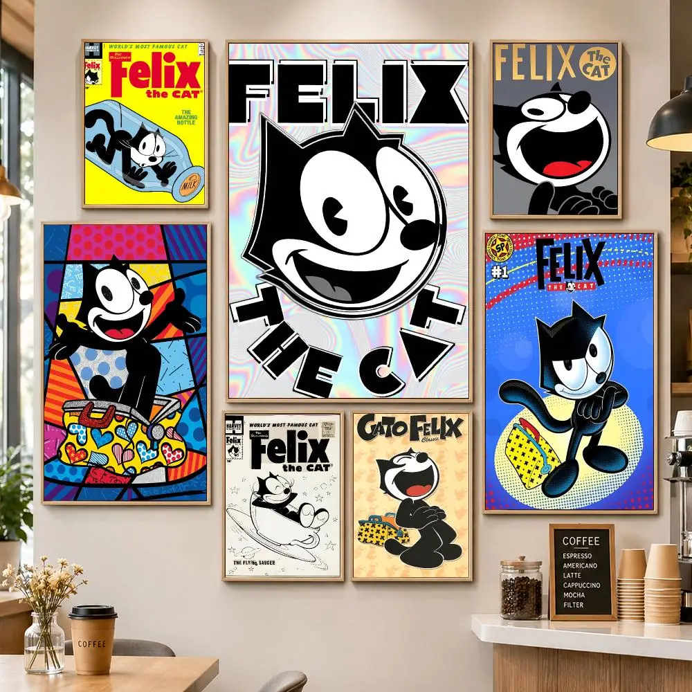 Cartoon Felix The Cat Magic Bag Vintage Classic Poster PP Decorative Poster Print Apartment Dorm Office Cafe Gift