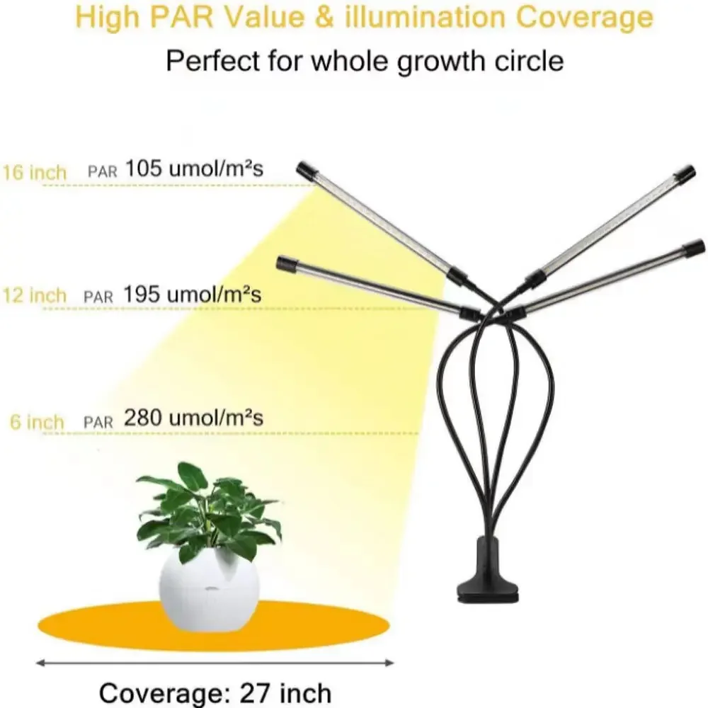 Full-Spectrum LED Planta Crescer Luz, Lâmpada USB, Hidroponia Crescer Sistema, Estufa Acessórios Interior, Amarelo