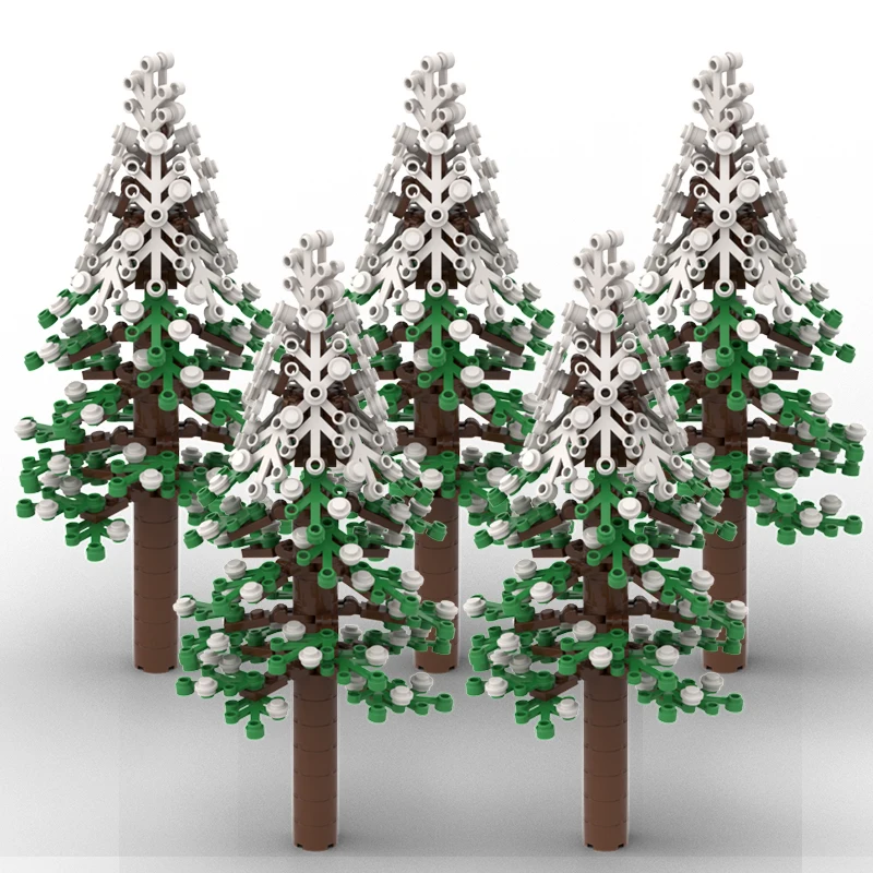 MOC Christmas Winter Snow Capped Spruce Tree Model Building Blocks Plant Trees Bricks Toys Kids Gift