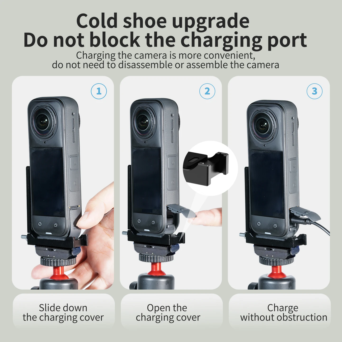 Bgning Quick Switch Horizontal-Vertikal-L-Halterung für Insta360 X6 X5 X4 Air 360 Kamera-Basis Dual-Kaltschuh-Erweiterungskit – Detail 3