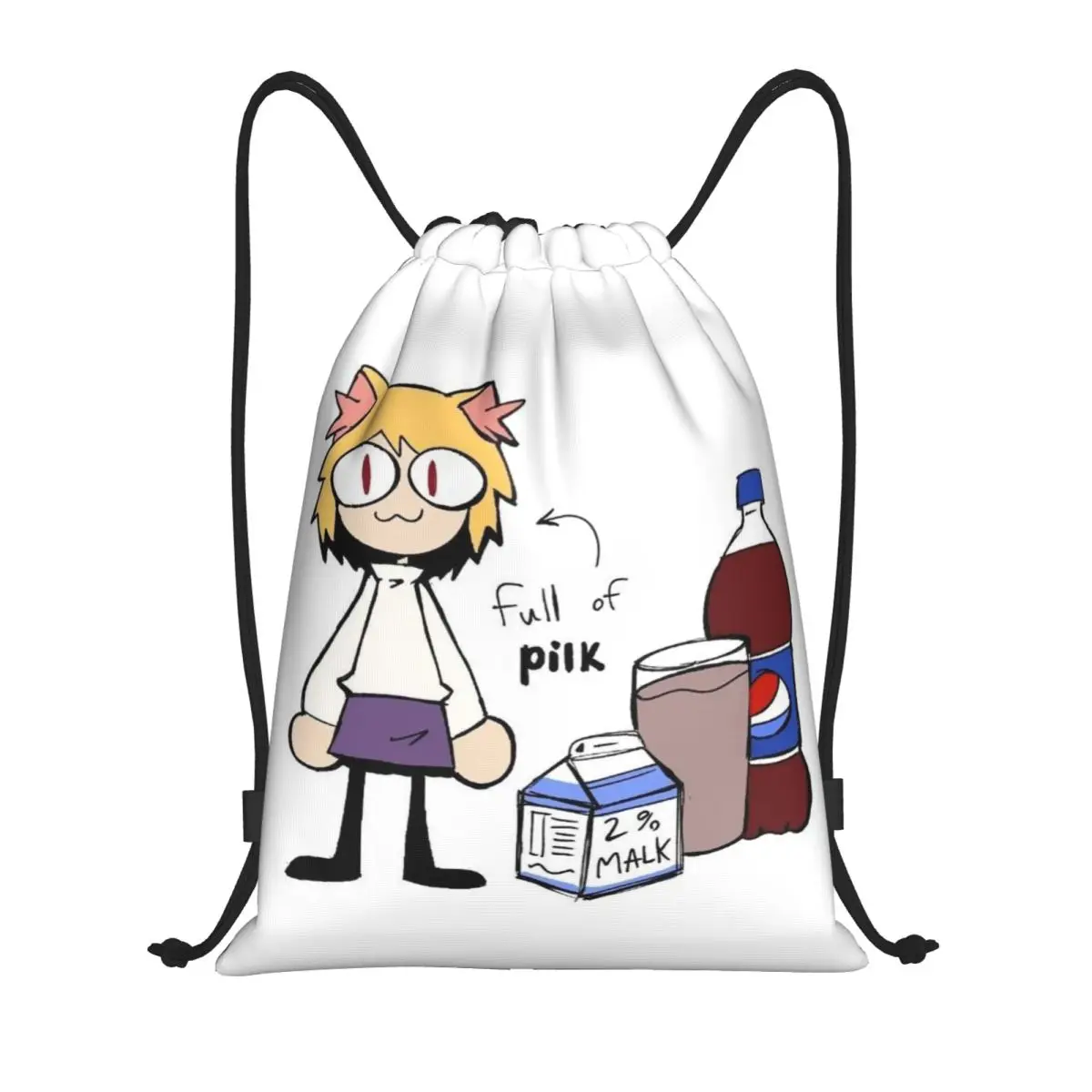 Neco Arc Cartoon Animated Tv Movie Cat Drawstring Bag Men Women Portable Sports Gym Sackpack Training Storage Backpacks
