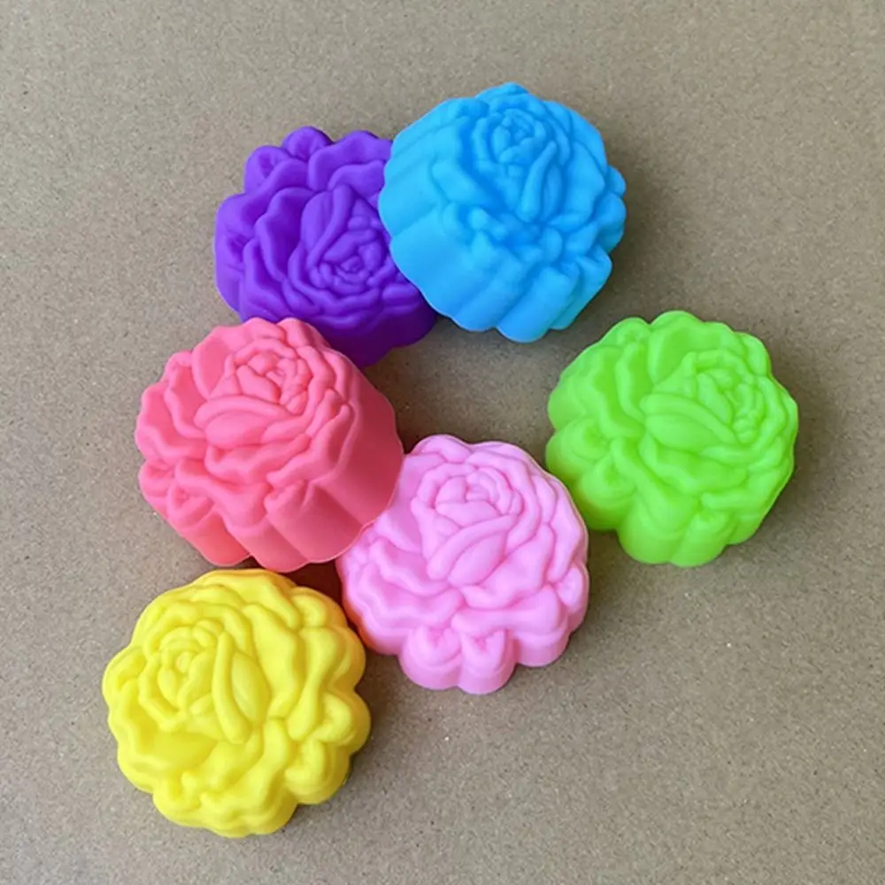 Cute 6pcs/set Silicone Cake Mold Multi Style 5cm Cake Cup Pudding Mold Heat Resistant Reusable Flower Mould Kicthen