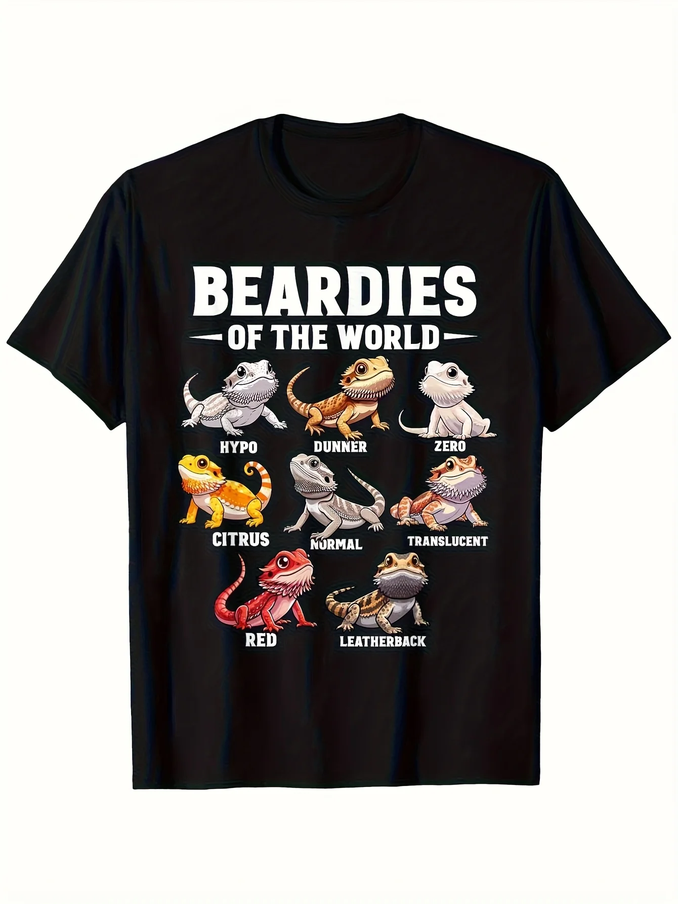 2026 Men's Heavyweight Sm 100% T-Shirt for Bearded Dragon And Reptile Fans - Features Graphics of 8 Species (Bearded Dragons, Ge