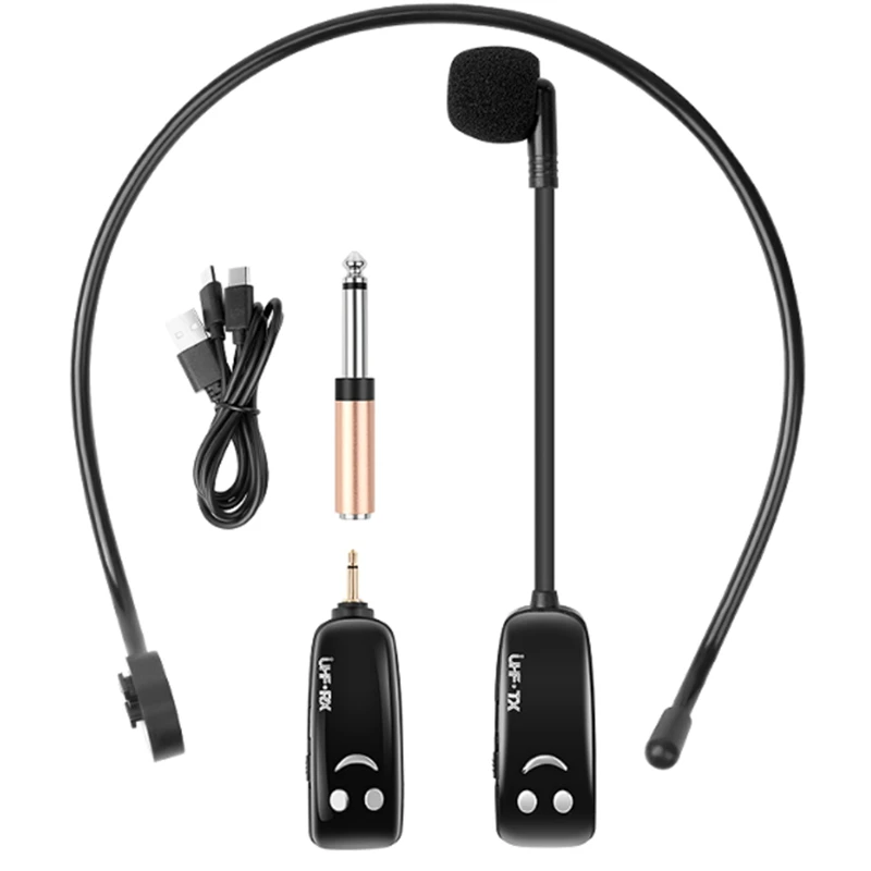 

UHF Wireless Microphone Head Wearing Headset Digital Display Mic Headset Little Bee Loudspeaker Teaching Microphone