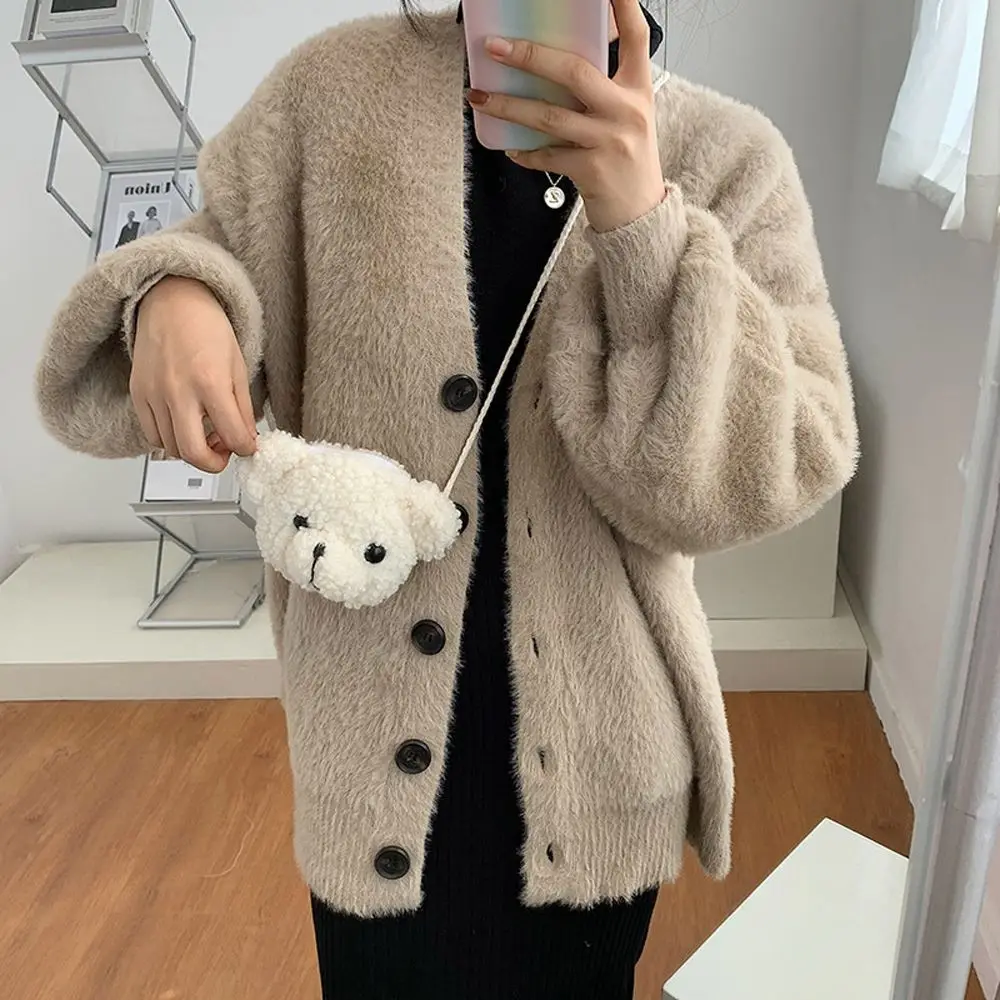 Organizer Handbag Backpack Plush Doll Bags Diagonal Women Bag Plush Bear Shoulder Bag Smile Bear Plush Bag Plush Purses