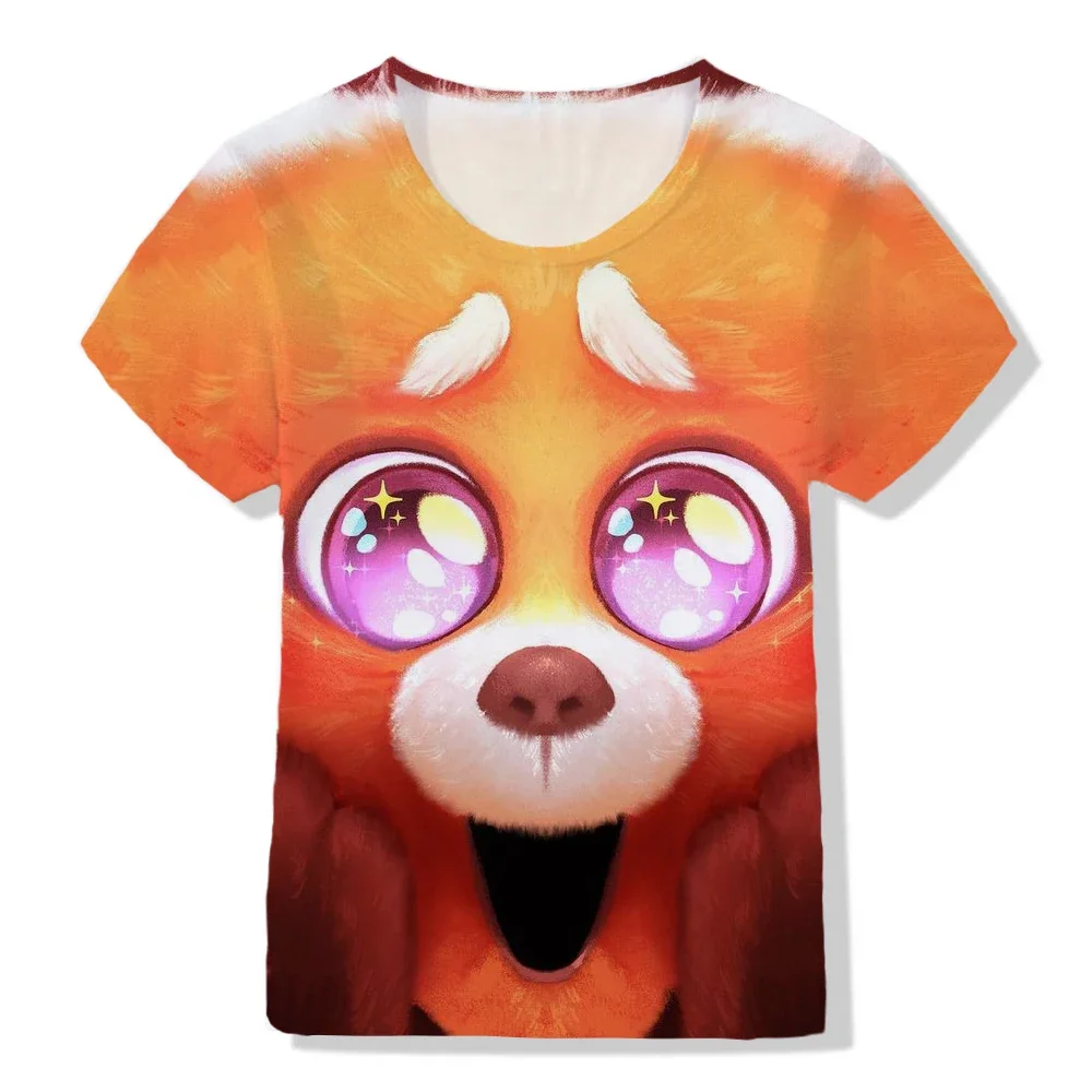 Disney Turning Red T-shirt Kawaii Bear T-shirts Panda Princess Children\'s Clothing Cartoon 3D Print Boys Girls Shirt Summer Tops