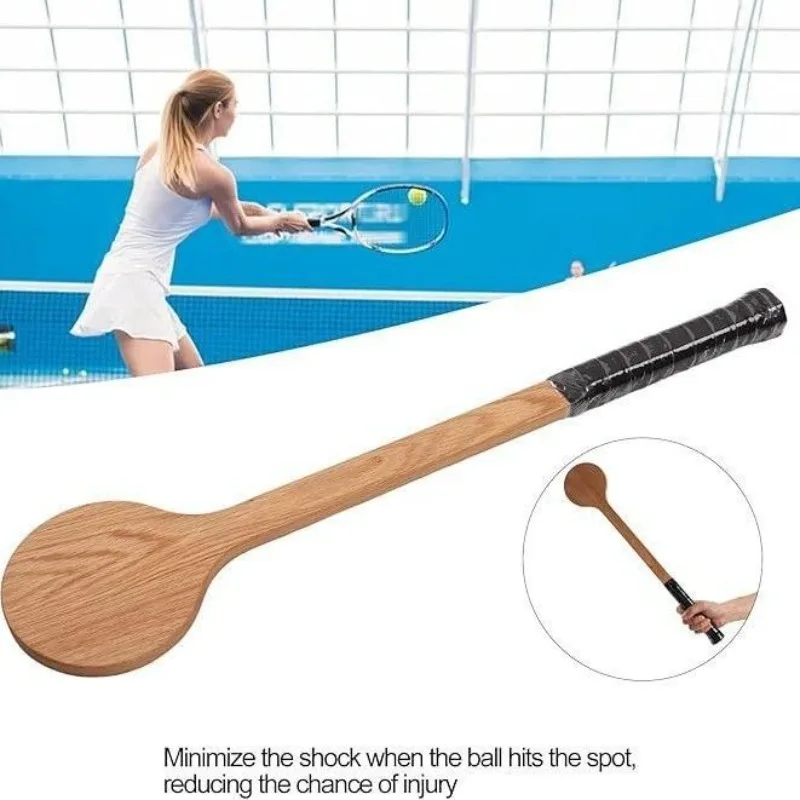2pc Wooden Tennis Training Spoon Pointer Swing Practice Racket Auxiliary Tool For Tennis And Badminton Beginner Training