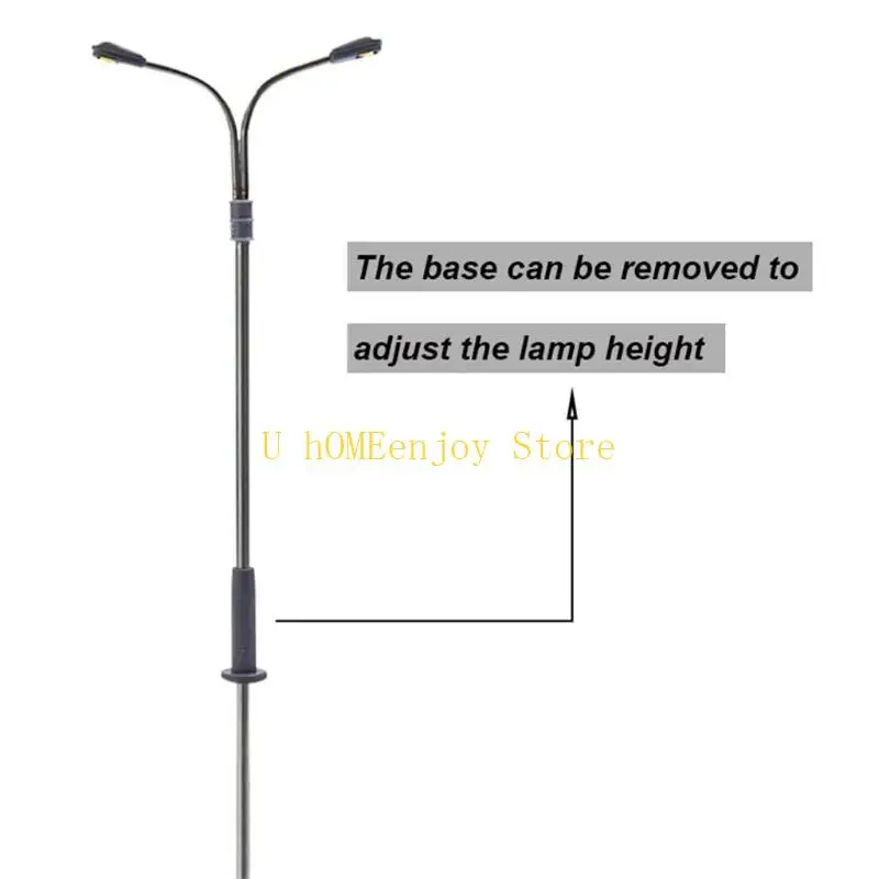 

B0KF Garden Street Light Model Railway Train Post Lamp Two Heads Micro Landscape 3V