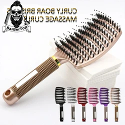 Peigne de salon de coiffure à poils pour filles, massage du cuir chevelu, support professionnel, poignées bouclées, brosse à cheveux d'angle pour barbier, outils de coiffage