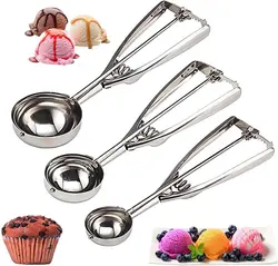 Cookie Scoop with Trigger for Kitchen Family Ice Cream Cookie Cupcake Muffin Meatbal Stainless Steel Ice Cream Scooper