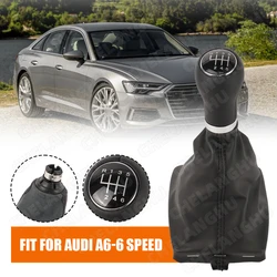 5 / 6 Speed Car Shift Gear Knob With PU Leather Knob For Audi A6 C6 (2004-2012) A4 S4 B8 8K A5 8T 8F Q5 8R 2007-2015