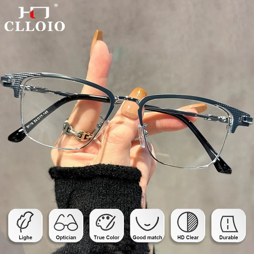 CLLOIO ريترو النساء الحاجب إطار قصر النظر وصفة طبية نظارات للقراءة مستطيل الضوء الأزرق تصفية النظارات البصرية التقدمية #3