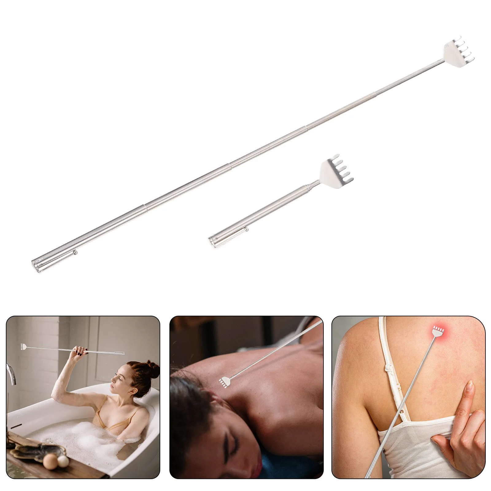 

4Pcs Retractable Back Scratchers High-Quality Portable Body Scratcher for Long-Lasting Comfort Smooth Stainless Steel Itching