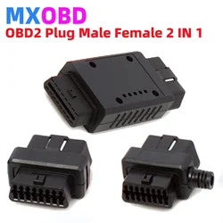 12V 24V ELM327 OBD2 Connector Cover with Enclosure J1962m Plug with Enclosure 16pin Male Female Connector DIY Tool Two with Open