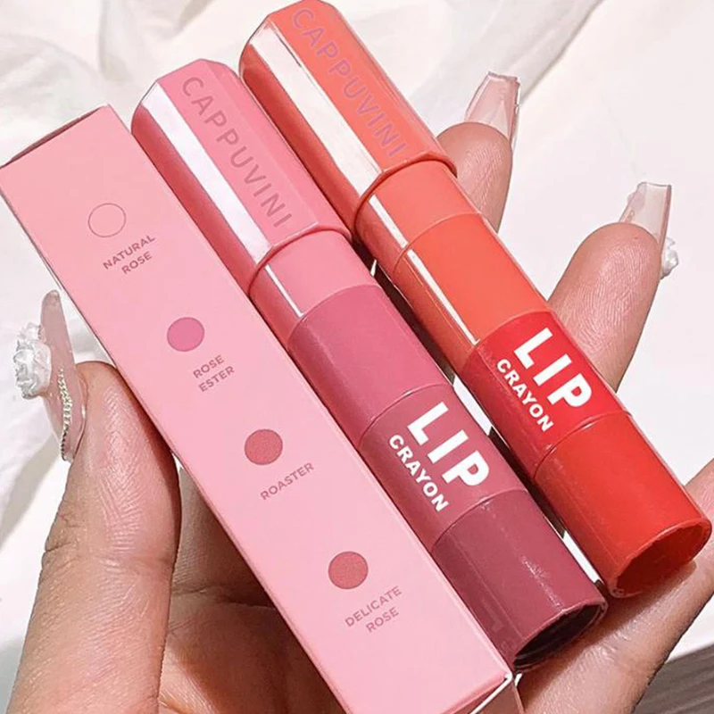 4 In 1 Cappuvini Multicolour Lipstick Pen Makeup Lips Cosmetic Matte Lipstick Pencil Kit Velvet Sexy Red Lip Tint Non-stick Cup