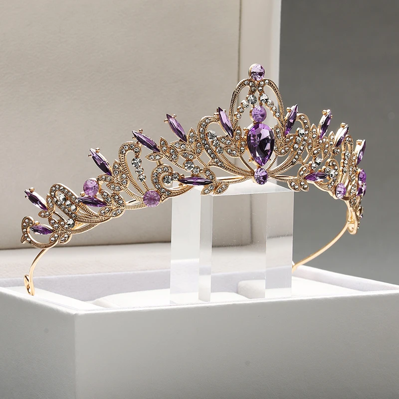 Itacazzo Bridal Headwear Purple-Colour Ladies Exquisite Party Crown Birthday Tiaras