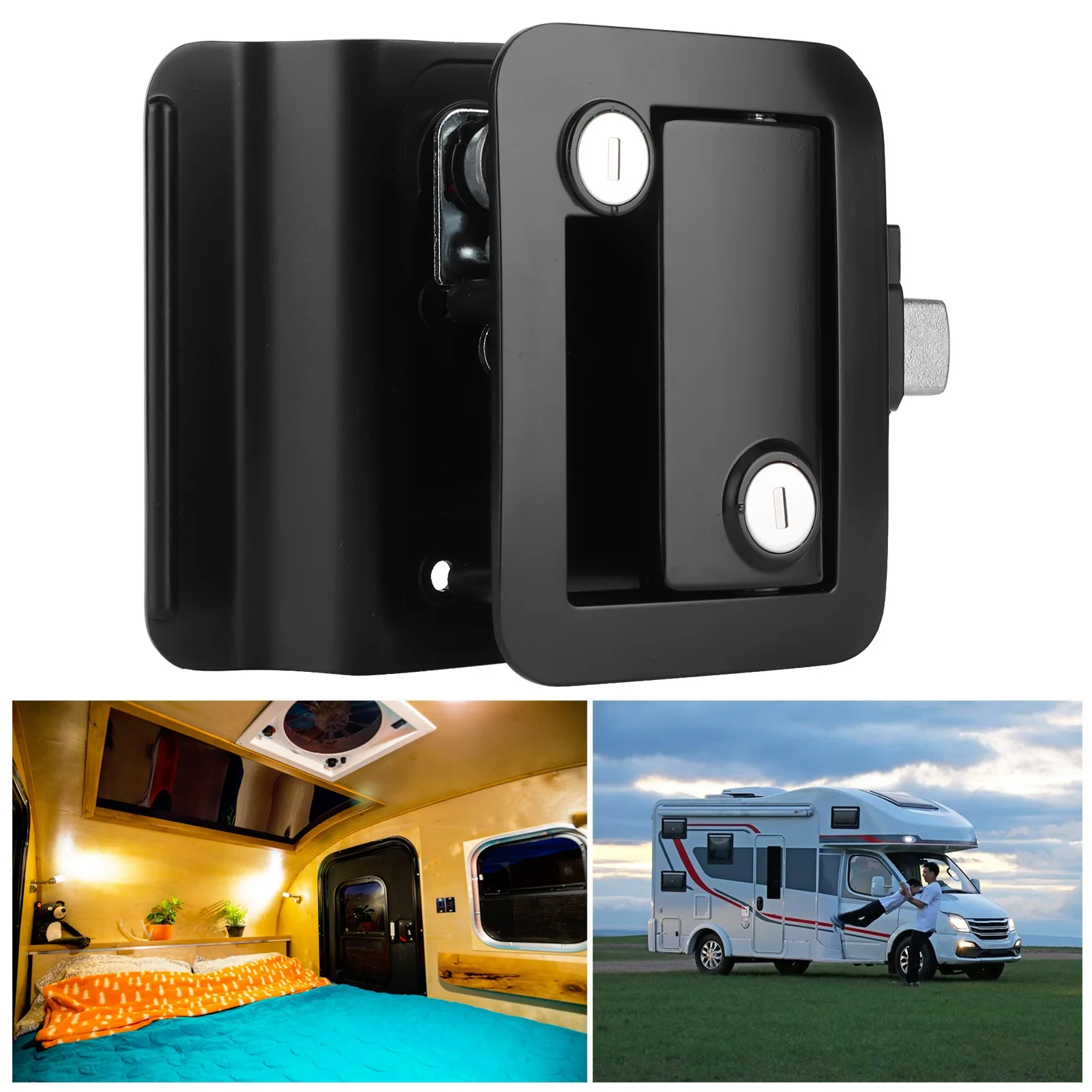 Loquet De Porte En Acier Inoxydable Pour Camping-car, Remorque, Utilitaire - Dimensions ~11x9x4 Cm - Livré Avec 2 Clés - Verrouillage Intérieur/extérieur