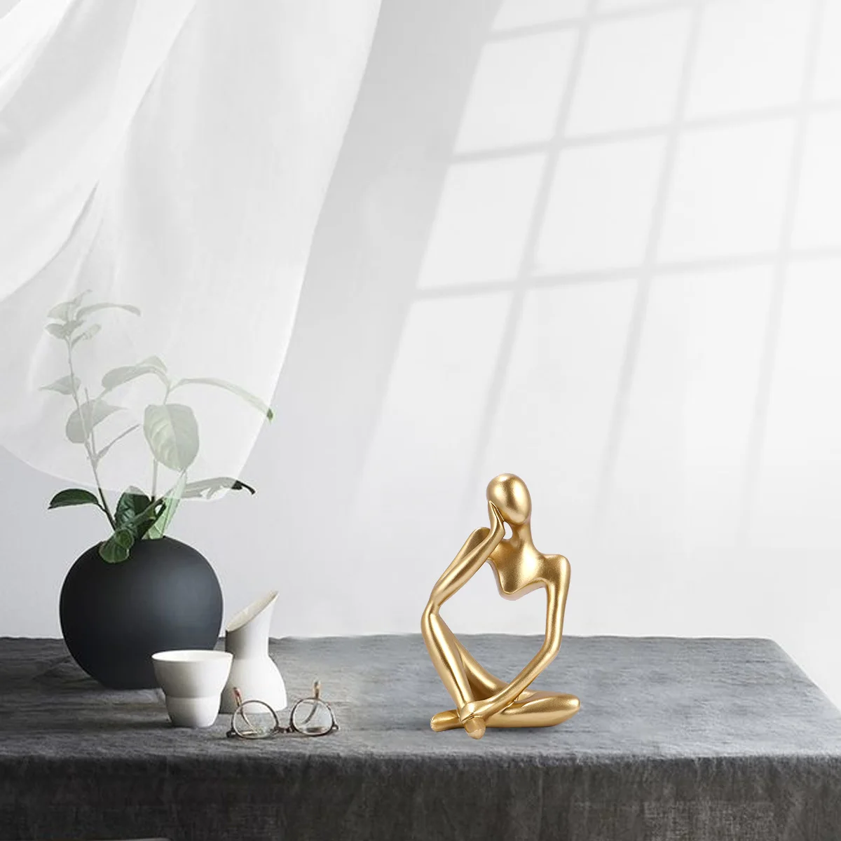 

1Pcs Abstract Figure Shape Ornament Eco-Friendly Resin Decorative Sculpture for Home Office Desktop Retro Style Artistic