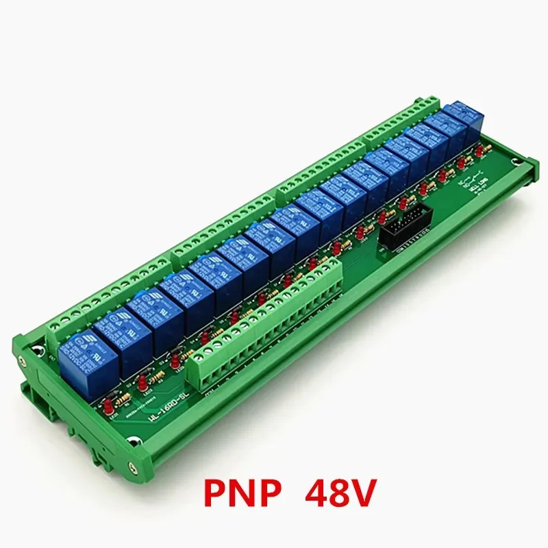 DIN Rail Mount16 Channel PNP Type 48V 10A Power Relay Interface Module