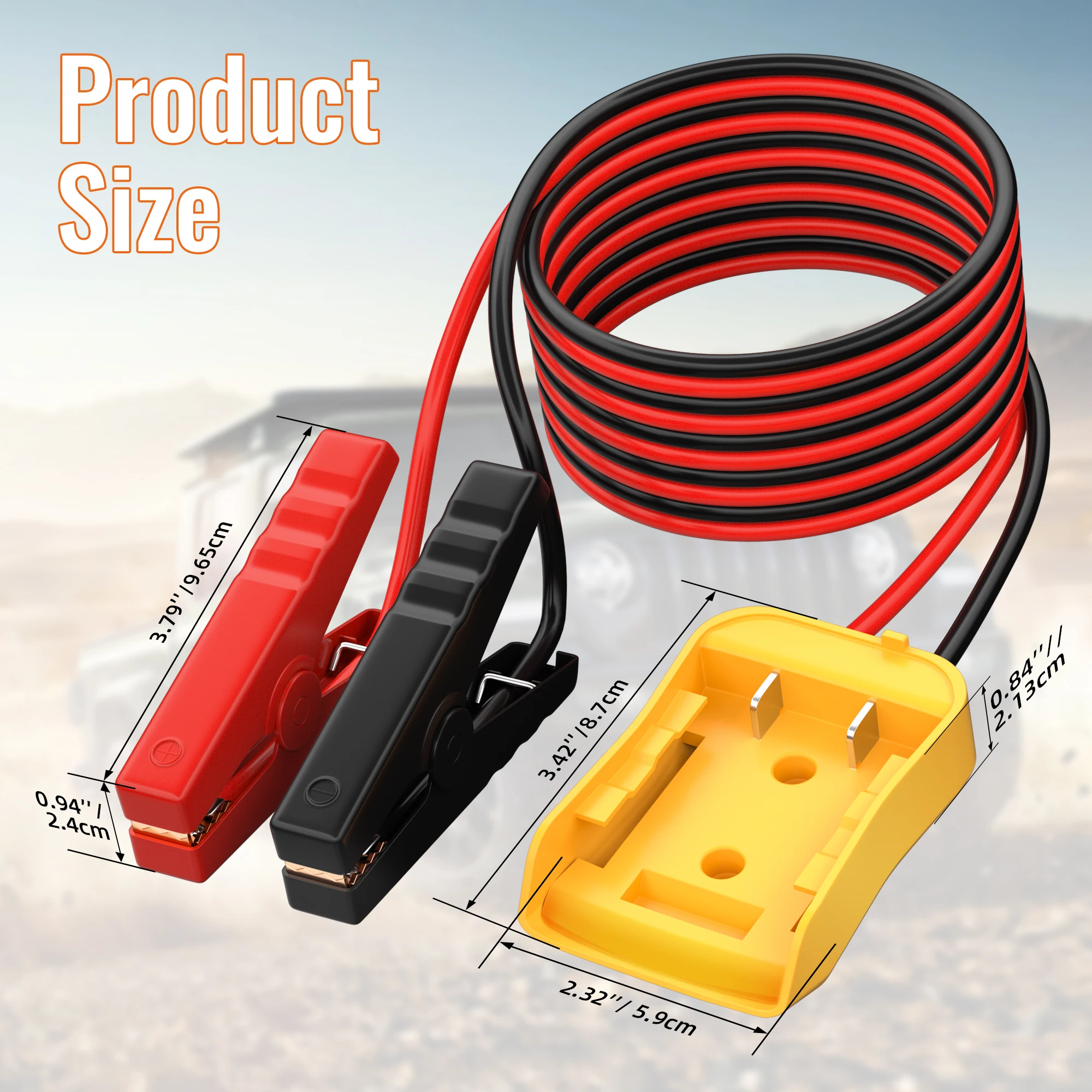 6FT Jumper Cable Clamps with Power Wheel Battery Adapter For 20V Battery Jumper Starter for Car Jump Starting image 4
