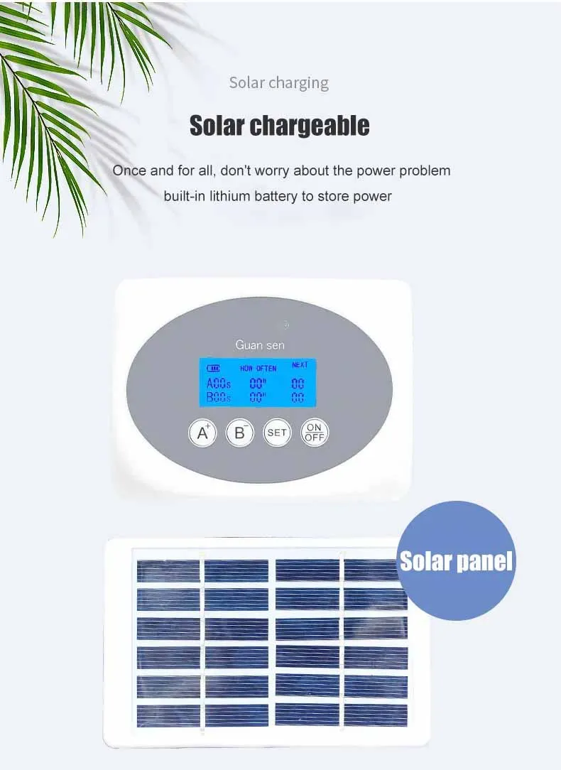 Doppelte Pumpe, intelligentes Tropfbewässerungssystem, Wasserpumpe, Timer, Garten, Solarenergie, Topfpflanze, automatisches Bewässerungsgerät – Detail 6