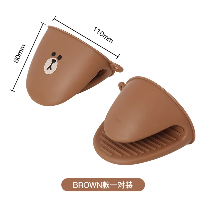 Line Friends Cartoon Kitchen Silicone Gloves Anti Scalding Thickening High Temperature Resistance