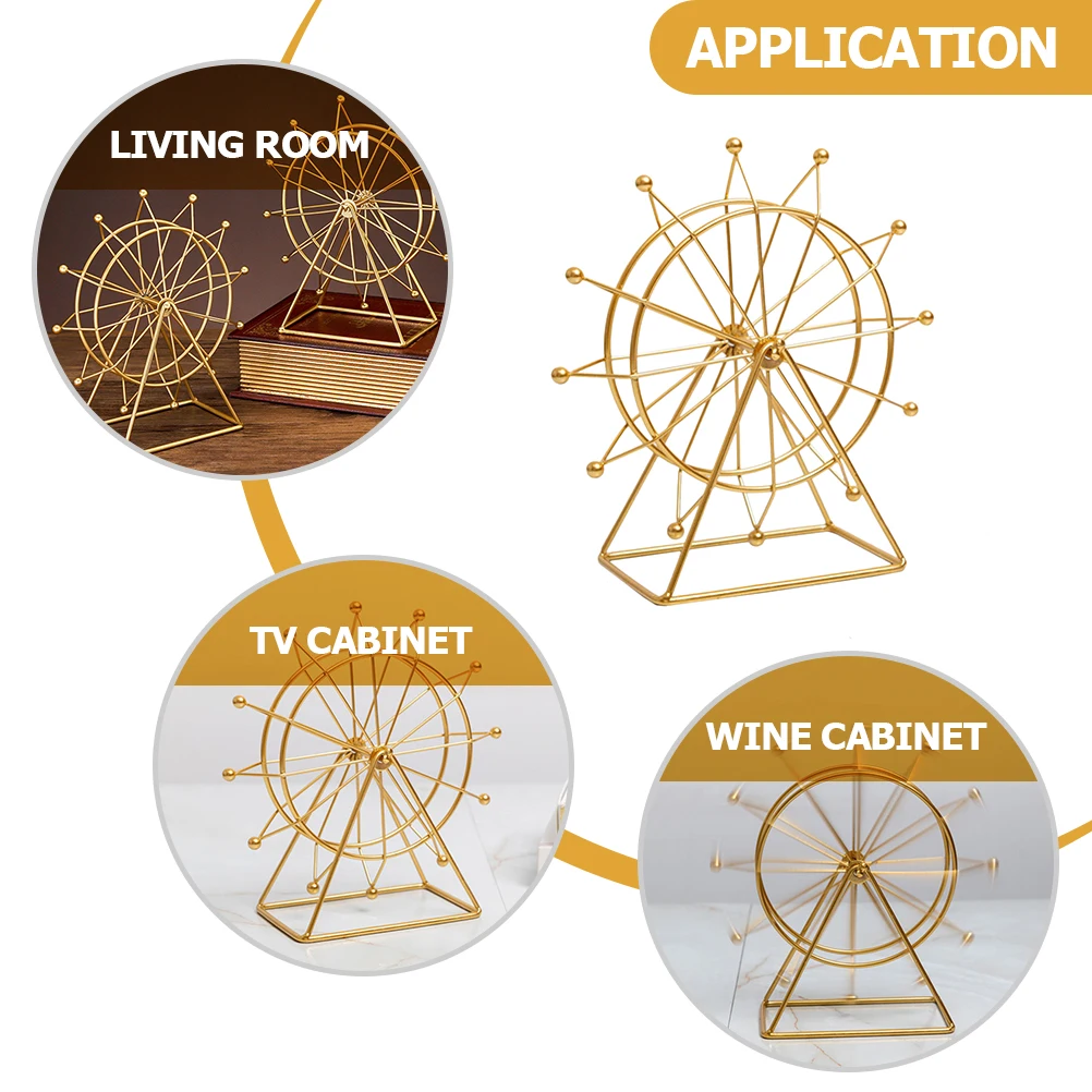 

Ferris Wheel Iron Art Sculpture Modern Gold Desk Decor for Living Room Shelves Office Table Decoration Ferris Wheel