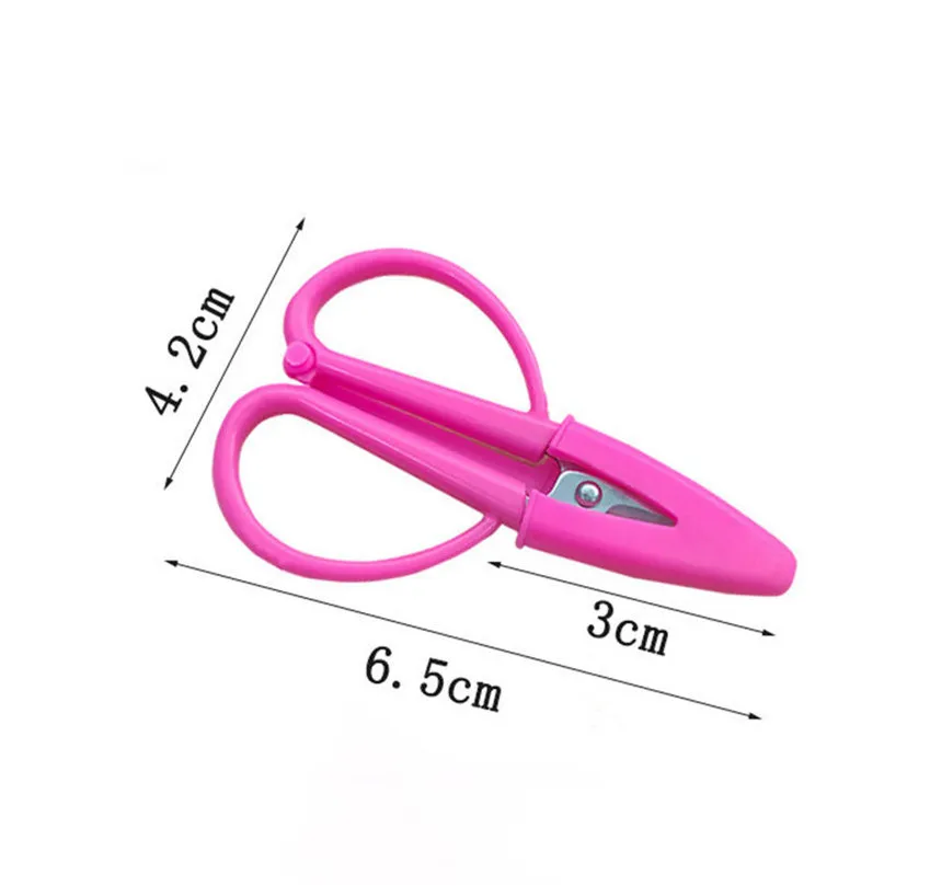 Household Mini Scissors Portable  Student Hand-Cut Safety Cutters  With Caps Office School Accessories 6.5*4.2CM