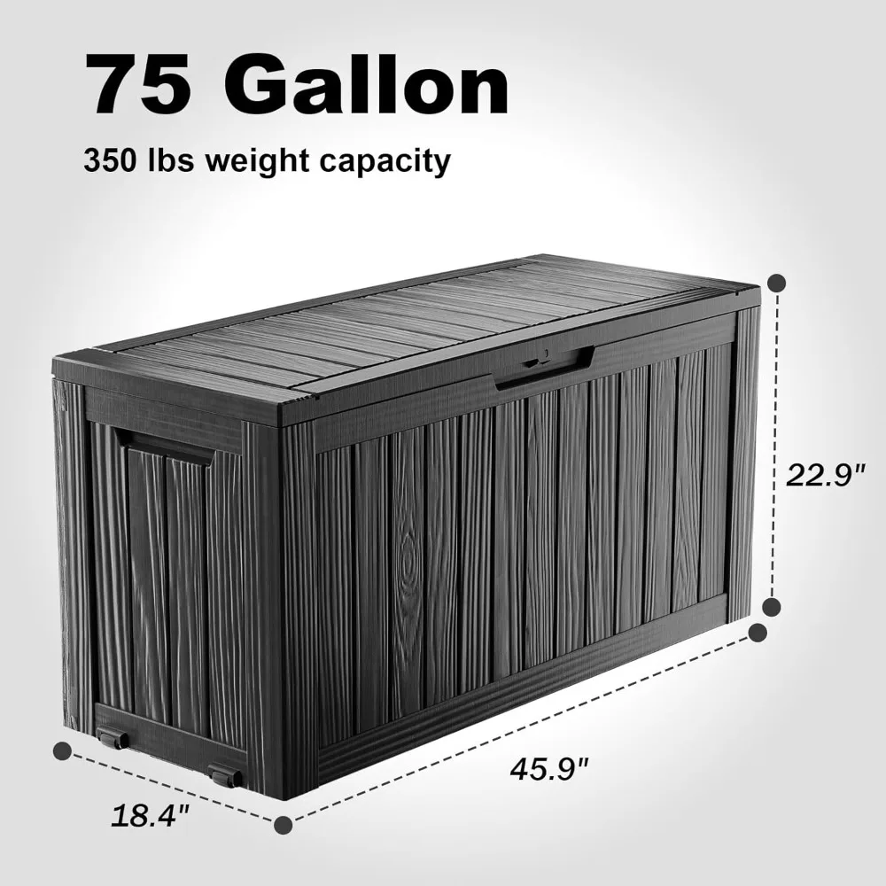 Large Outdoor Waterproof Storage Box, Resin Deck Box, Lockable Patio Furniture Storage Container for Garden and Pool Area