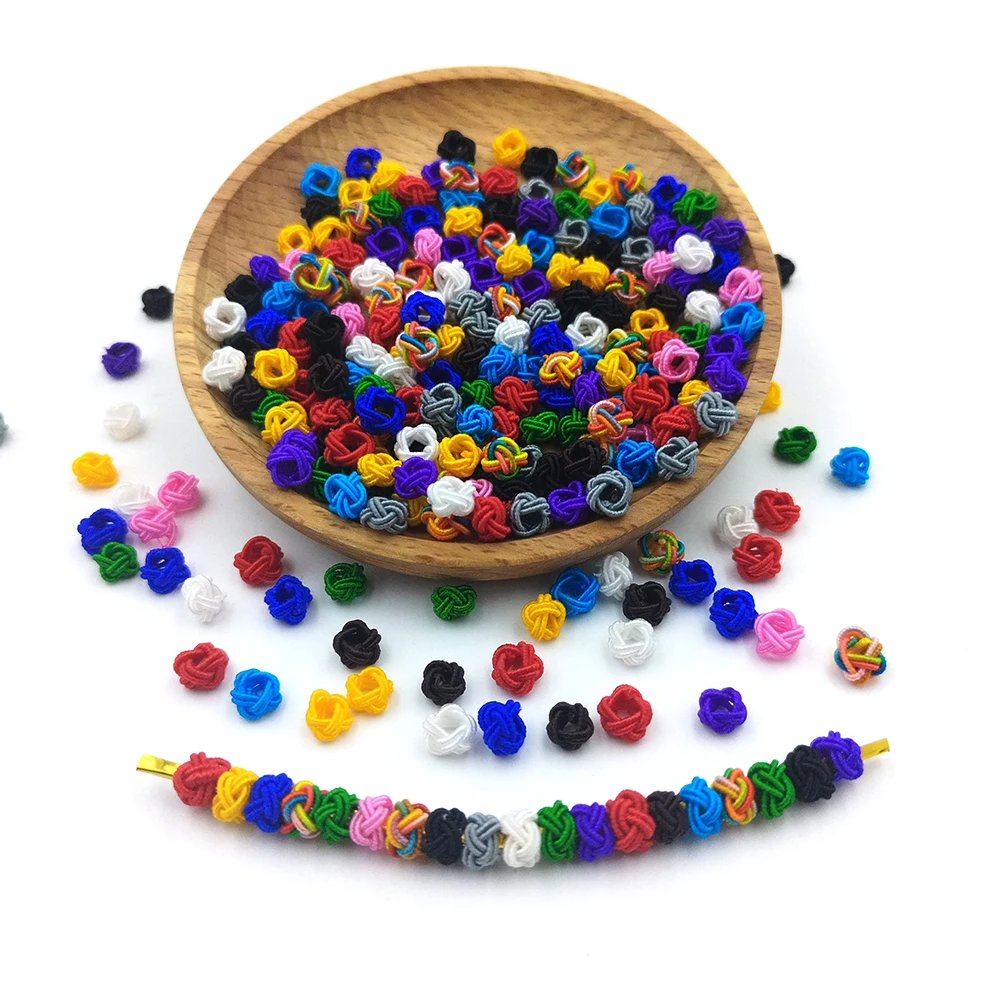 6MM10Pcs/lote hebilla de piña Multicolor hebilla de cuerda cuenta nudo chino hebilla tejida pulsera de borla hecha de joyería DIY