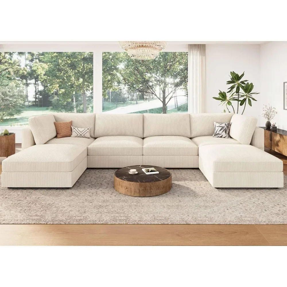 U-shaped combination sofa, modular combination sofa with storage corduroy combination sofa with Guifei chair