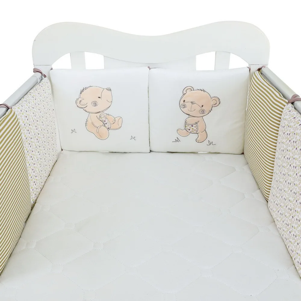 6Pcs Embroidery Soft Baby Bedding Set Baby Bed Protector Baby Bed Bumper Kids Safety Bed around