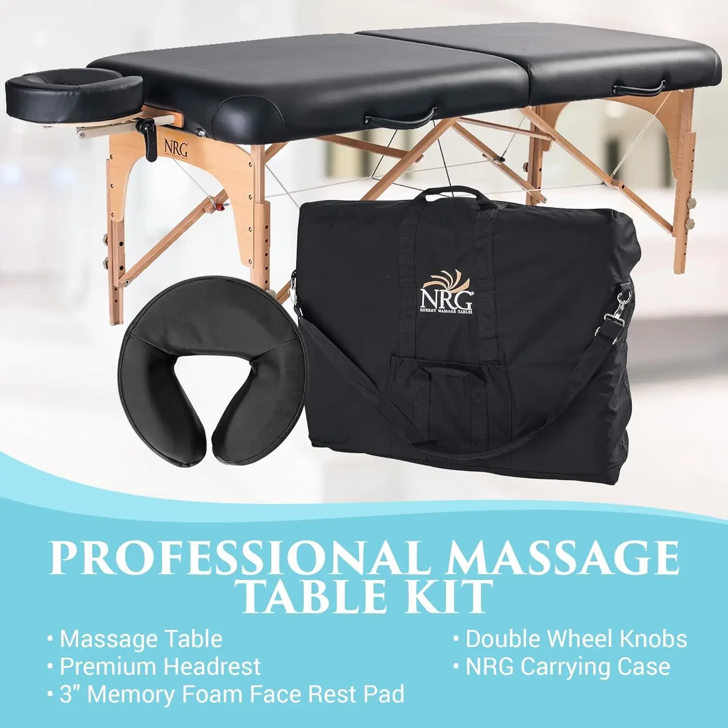 Folding Massage Bed Lightweight Massage Table - Professional Massage Table Double Wheel Knobs & Carrying Case