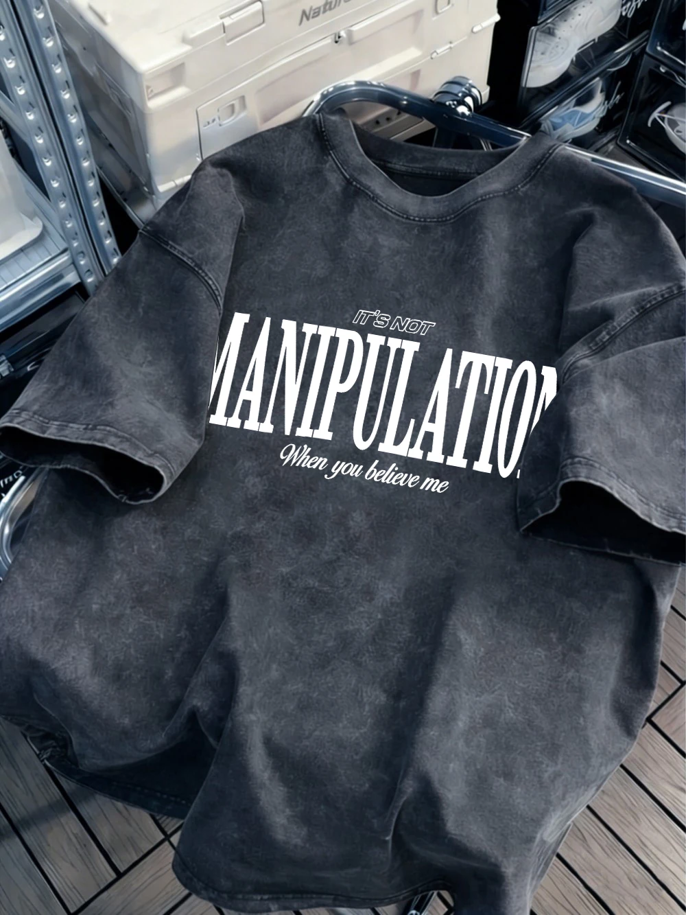 Manipulation When You Believe Me Prints Washed T-Shirt Womens Cotton Oversized Tops Distressed O-Neck T Shirts Summer Clothes