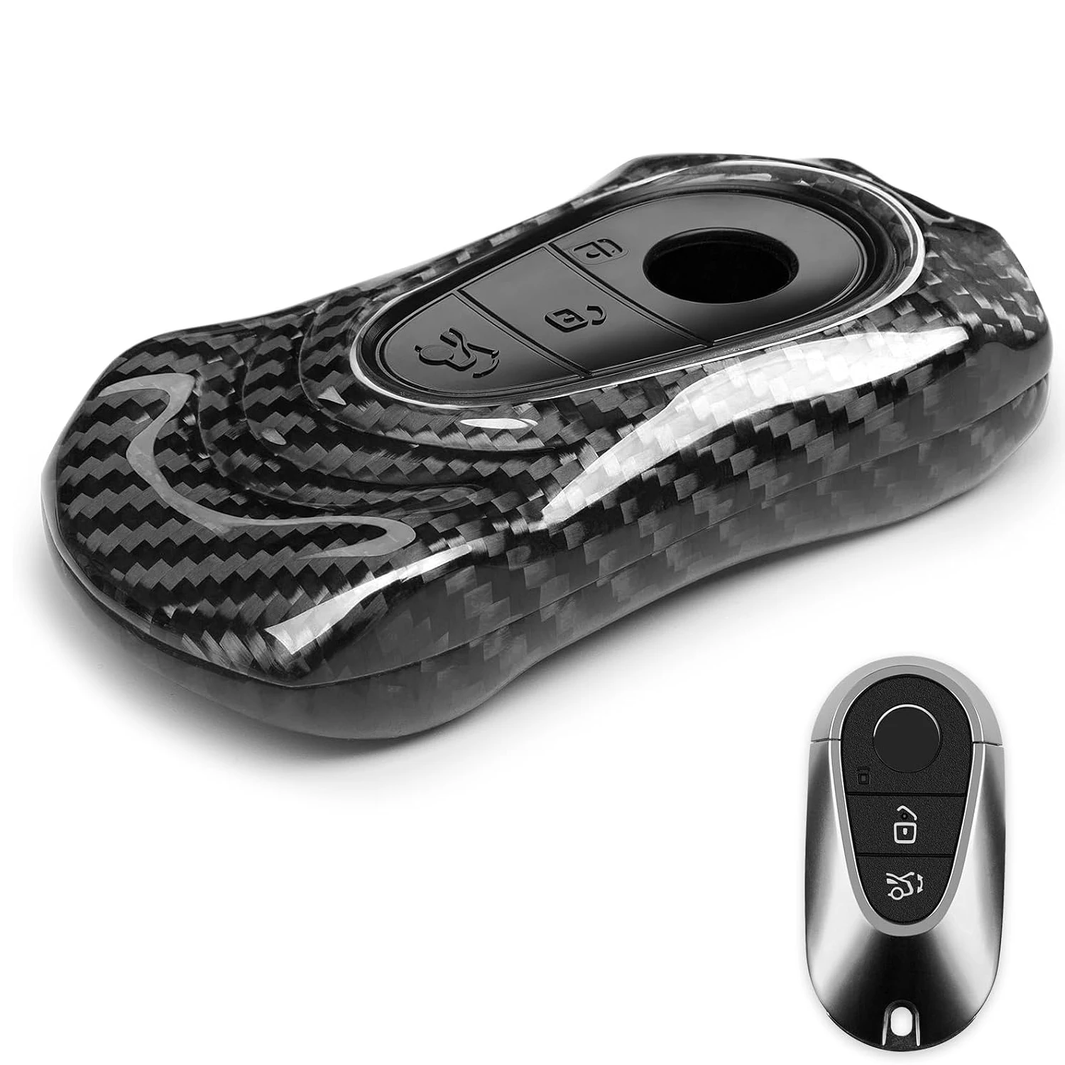 T-carbon Carbon Fiber Key Fob Cover for Mercedes-Benz a B C E GLC GLE GLA EQS EQE S Class Luxury Sports Car Inspired Design Case