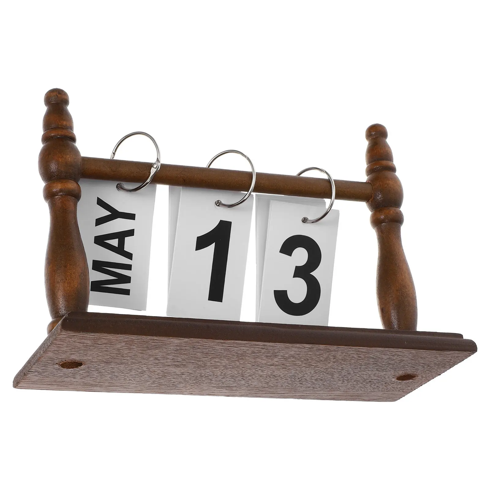 

Desk Flip Calendar Wooden Base Rustic Design Reusable Perpetual Calendar Office Home Desk Decoration Desktop Decoration