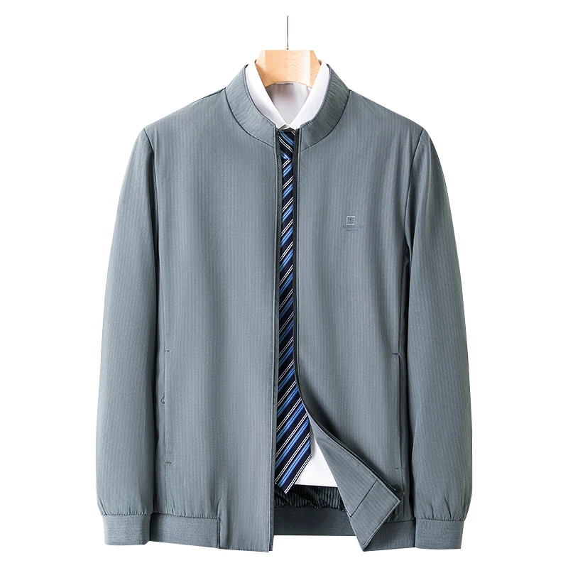 Fashion Stand Collar Zipper Pockets Printed Business Jackets Men's Clothing 2024 Autumn New Loose Casual Tops All-match Coats