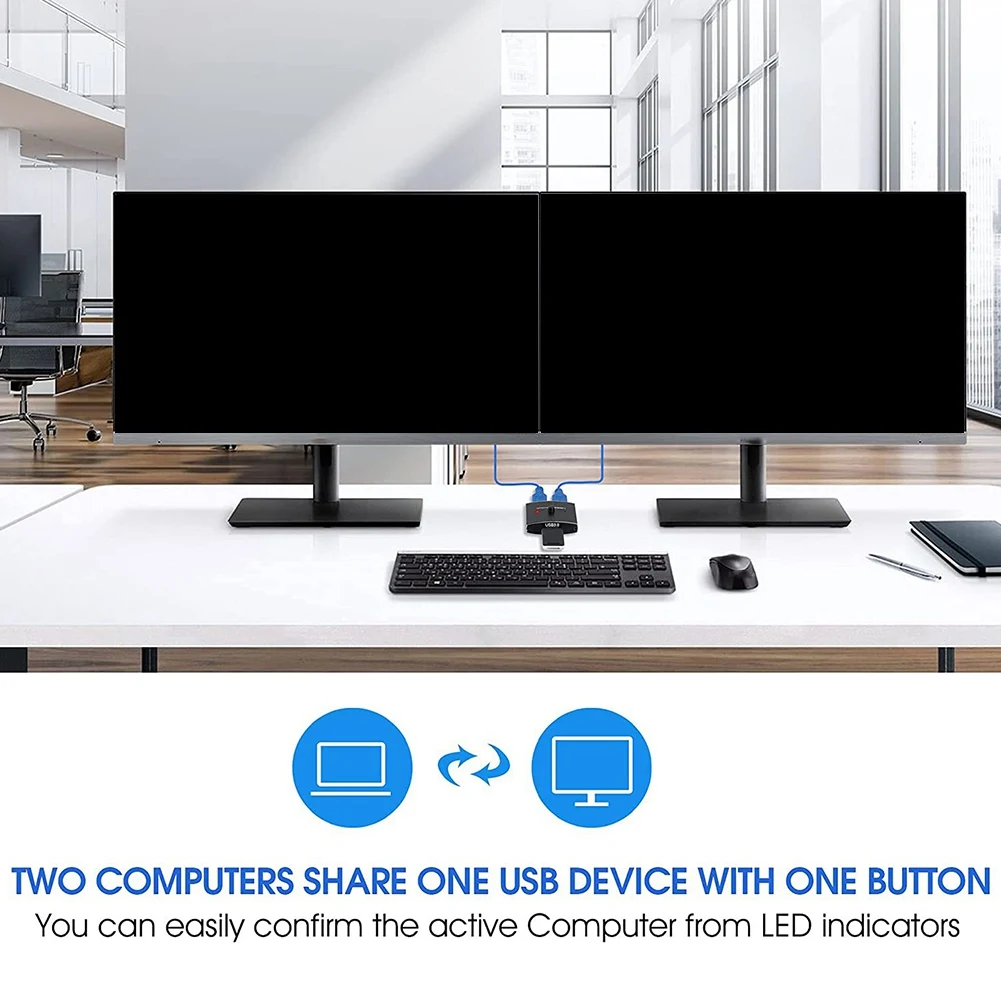 Commutateur KVM USB 3.0, 5Gbps, 2 en 1, commutateur USB 3.0, partage bidirectionnel pour imprimante, partage de clavier et de souris