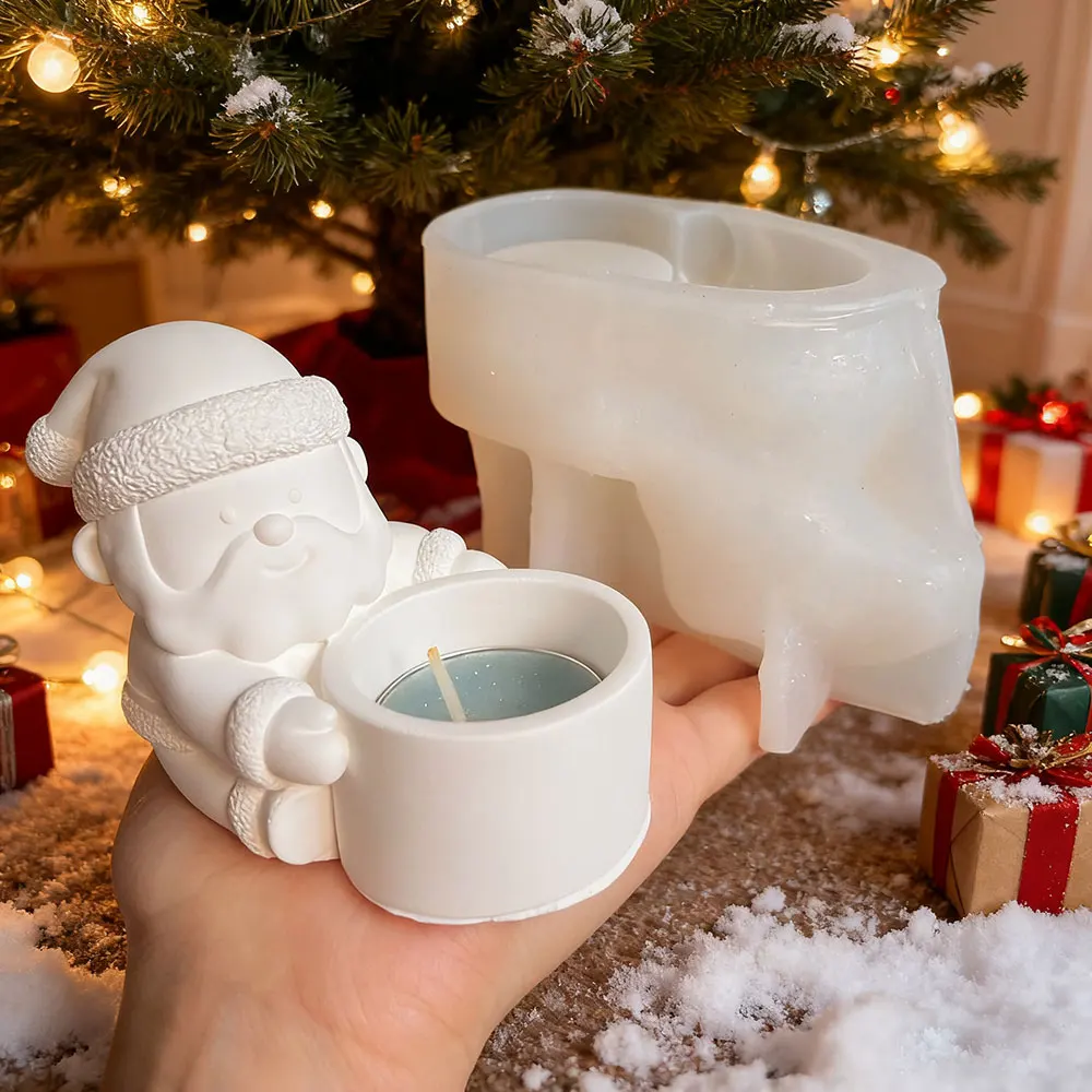 Weihnachtsmann Kerzenständer Silikonform DIY Zwerg Kerzenhalter Kerzenformen Gips Epoxidharz Handwerk Herstellung Weihnachtsdekoration