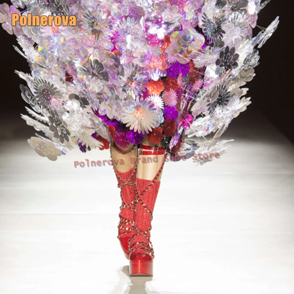 

Ankle Strap Rivet Platform Pumps Round Toe Thick Sole Belt Buckle Solid Fashion Women Catwalk Ballet Shoes Dress 2025 New Style