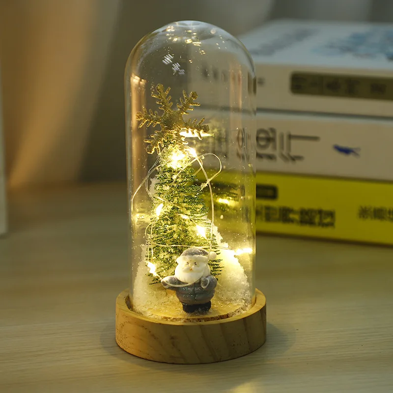 Christmas Nightlight Christmas Tree Glass Cover Holiday Romantic Gift Bedside Cabinet Home Decoration