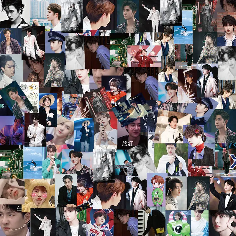 60PCS Wang Yibo Star Figure Waterproof Stickers Cute Diary DIY Handmade Label Sticker Cup Phone Laptop Guitar Luggage Decoration