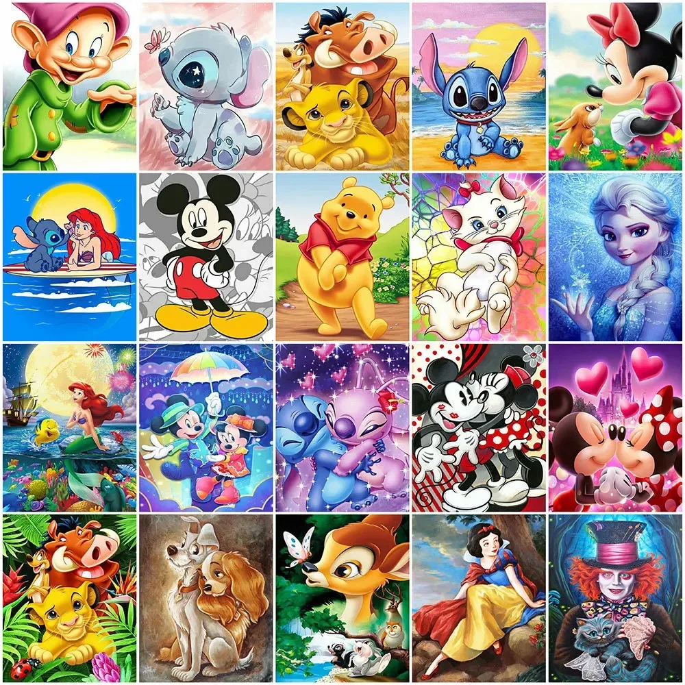 Disney Canvas Painting Mickey Mouse Princess Cartoon Drawing Mermaid Art Wall Printed Poster Child Gift Living Room Home Decor